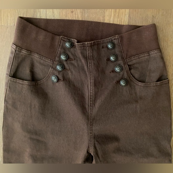 DG2 by Diane Gilman Brown Denim Bootcut Sailor Style Jeggings, Size ST - Picture 4 of 13